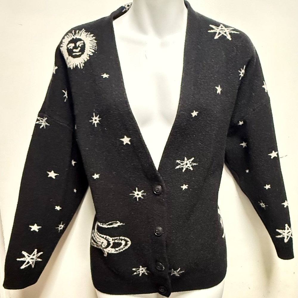 Obey Black Celestial Patterned Cardigan Size L - Picture 3 of 9